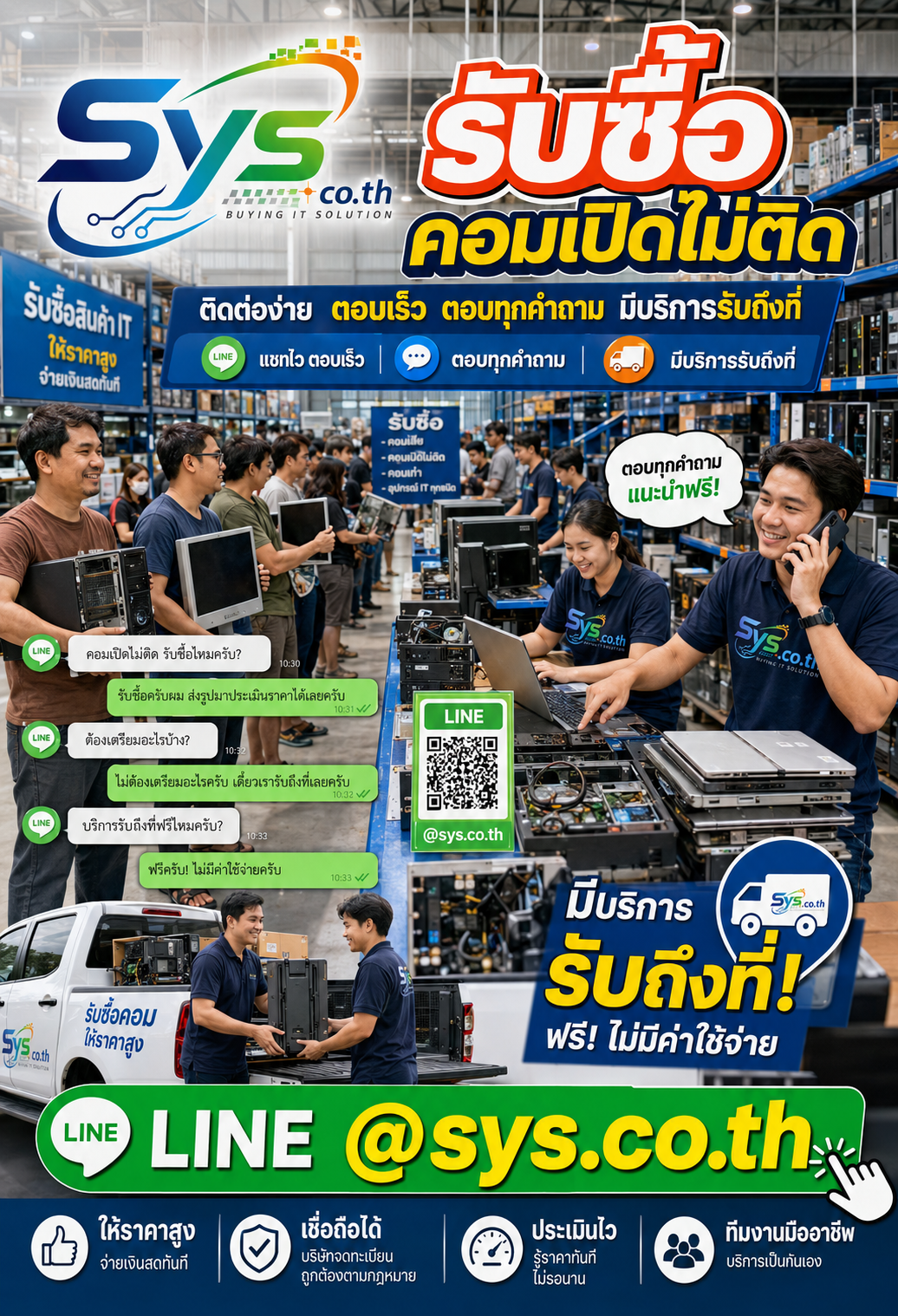 ติดต่อ LINE sys.co.th เพื่อขายคอมเปิดไม่ติด