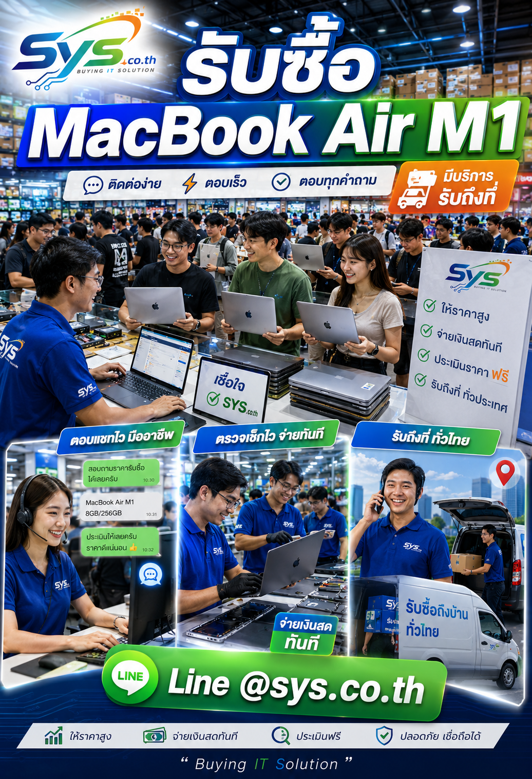 ติดต่อ LINE @sys.co.th เพื่อขาย MacBook Air M1