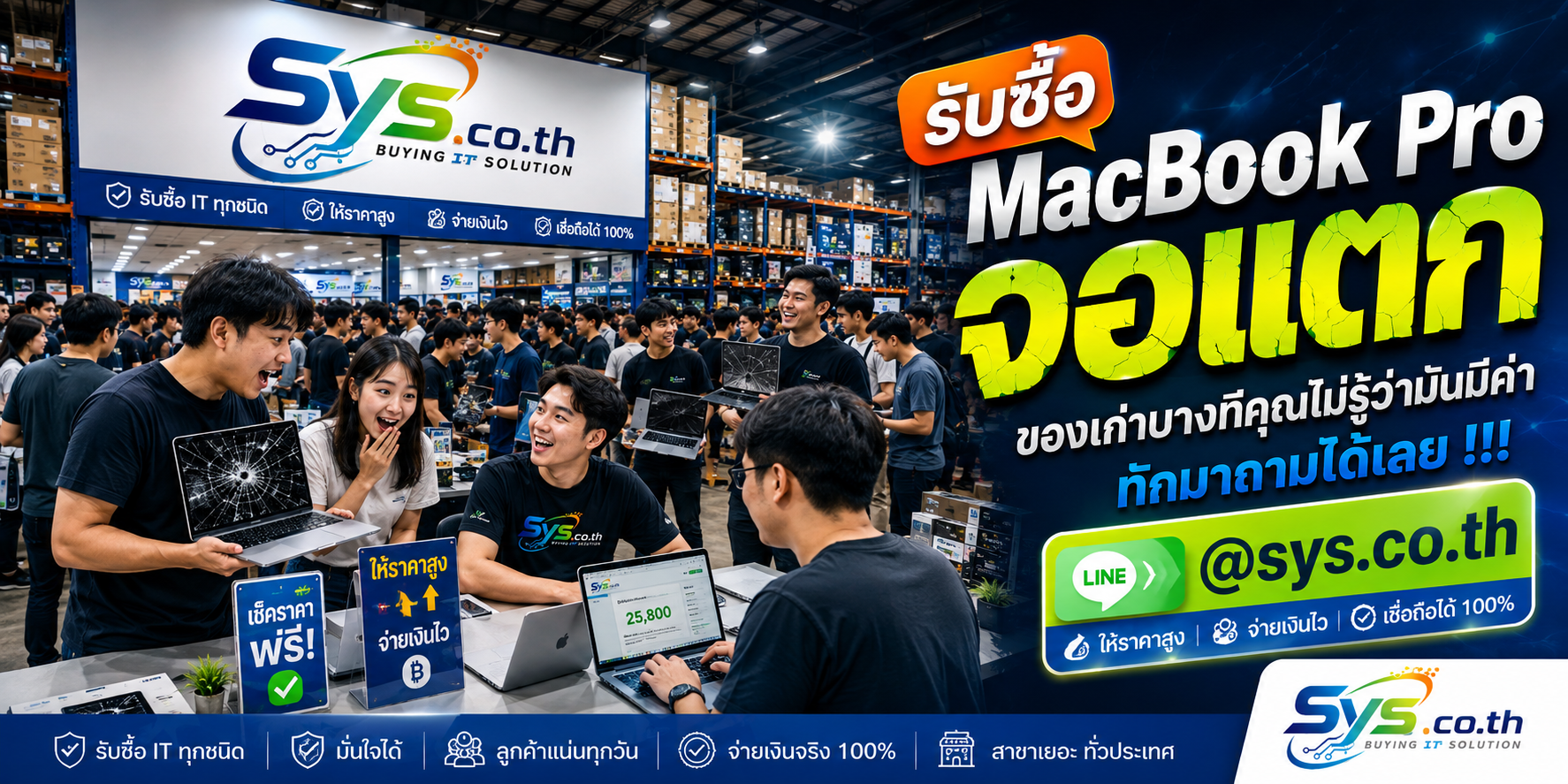 รับซื้อ MacBook Pro จอแตก ให้ราคาตามสภาพ รับถึงที่ sys.co.th