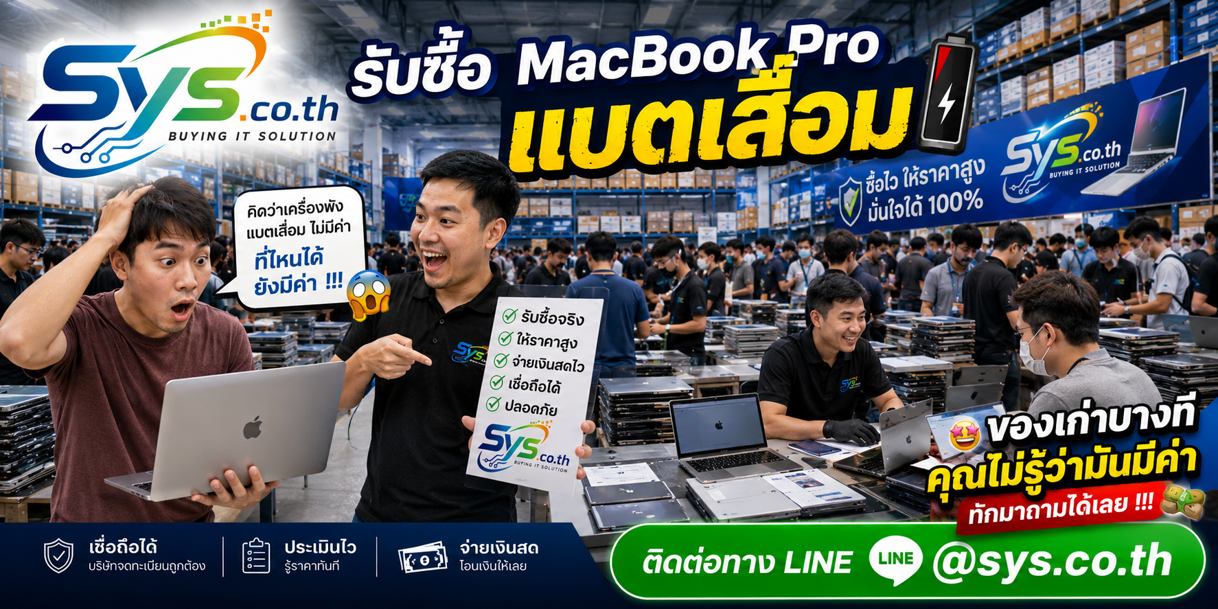 ทีมงาน sys.co.th รับซื้อ MacBook Pro แบตเสื่อม รับถึงที่และตอบไว