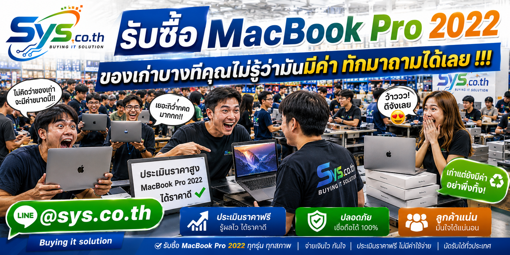 ทีมงาน sys.co.th รับซื้อ MacBook Pro 2022 ให้ราคาดีและปลอดภัย