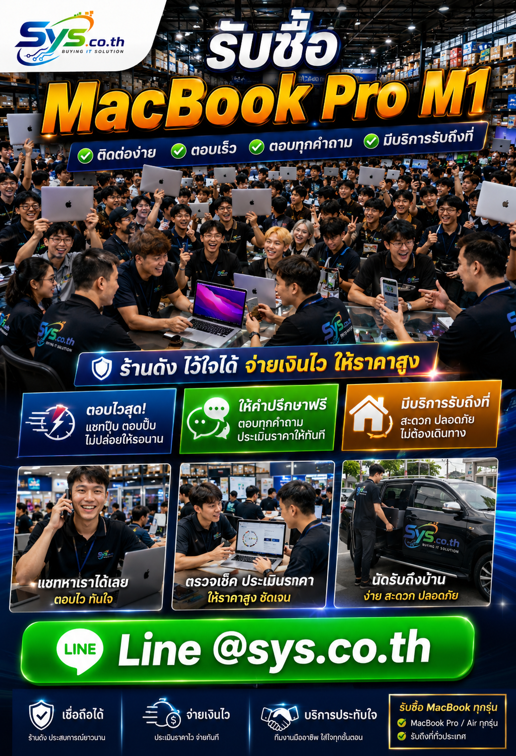 ติดต่อ LINE @sys.co.th เพื่อขาย MacBook Pro M1