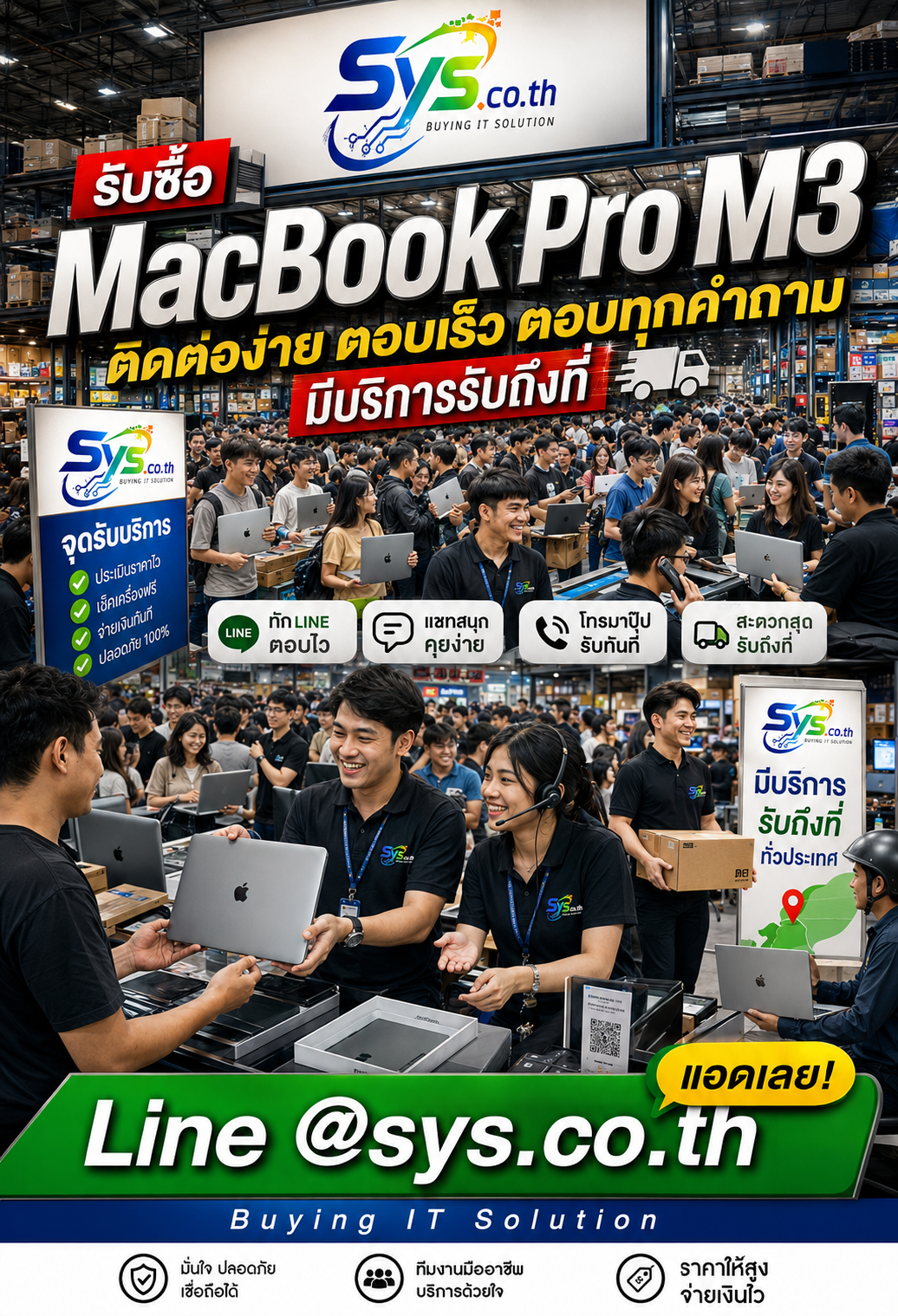 ติดต่อ LINE @sys.co.th เพื่อขาย MacBook Pro M3