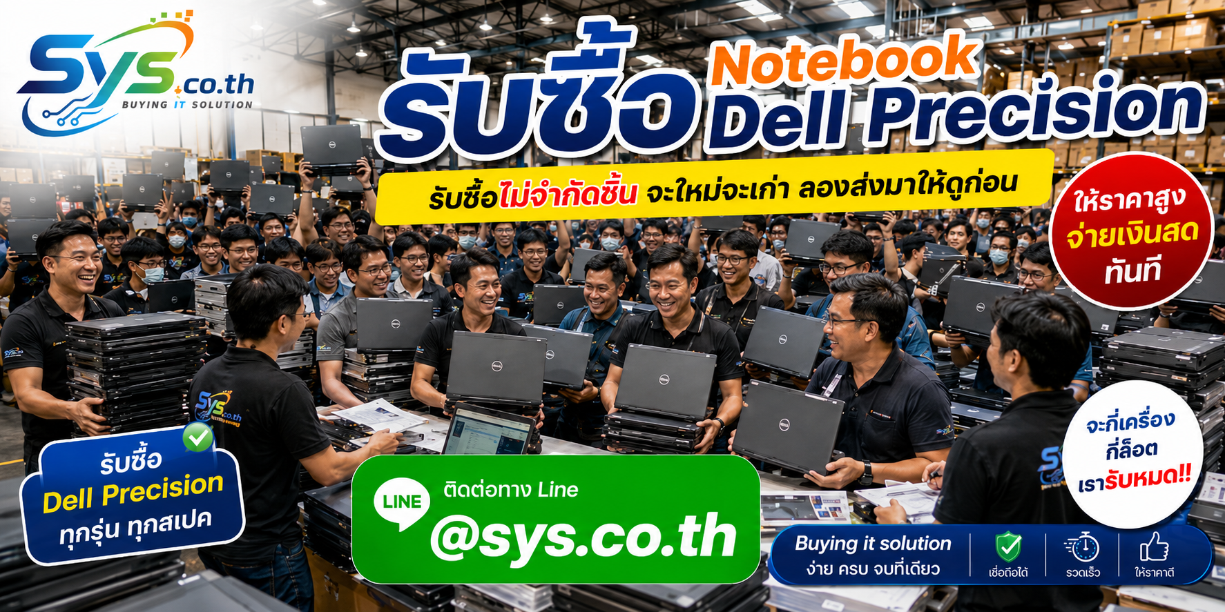 รับซื้อ Notebook Dell Precision ไม่จำกัดชิ้นและงานเหมา sys.co.th