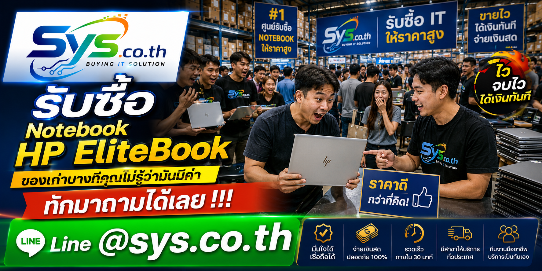 ทีมงาน sys.co.th รับซื้อ Notebook HP EliteBook มือสองและยกล็อต