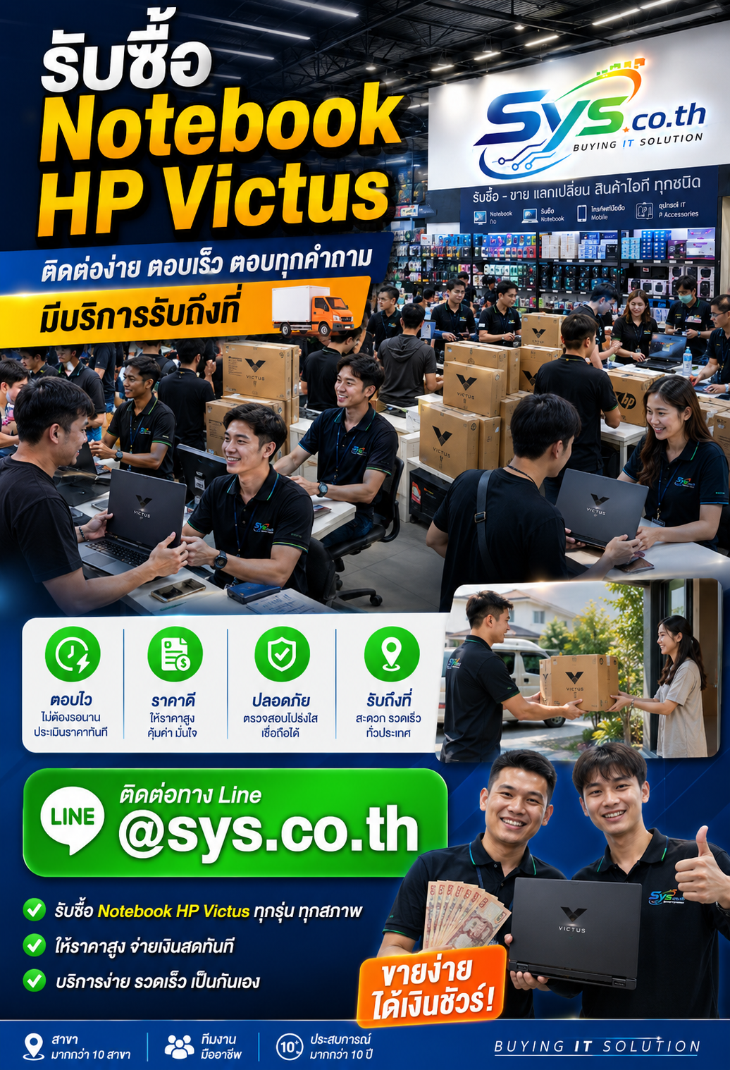 ติดต่อ LINE @sys.co.th เพื่อขาย Notebook HP Victus มือสอง