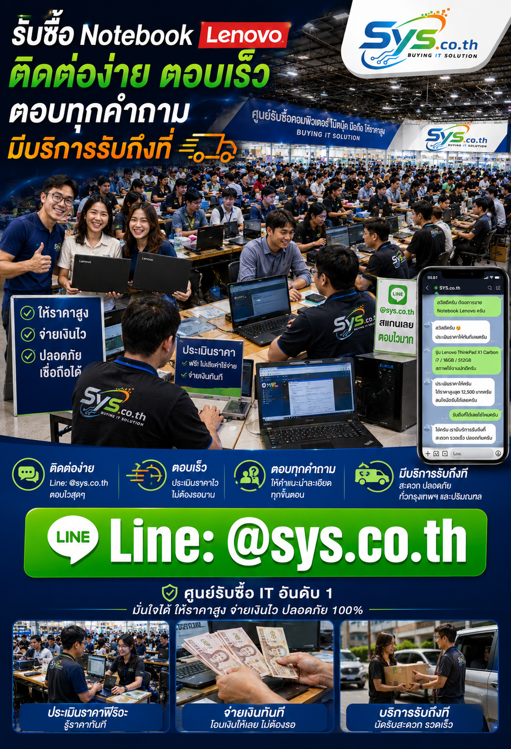 ติดต่อ LINE @sys.co.th เพื่อประเมินราคา Notebook Lenovo